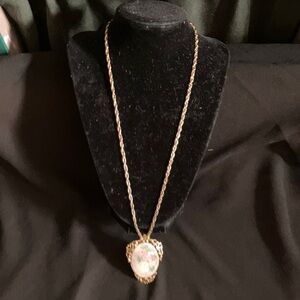 Vintage Floral Goldtone necklace and brooch.